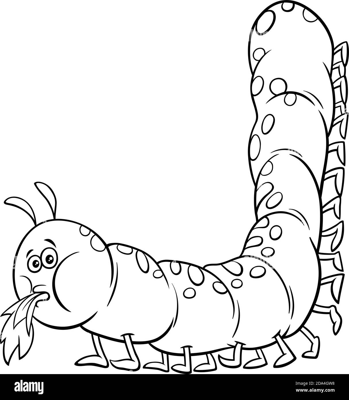 Illustration en noir et blanc du caractère animal insecte de caterpillar page de livre de coloriage Illustration de Vecteur