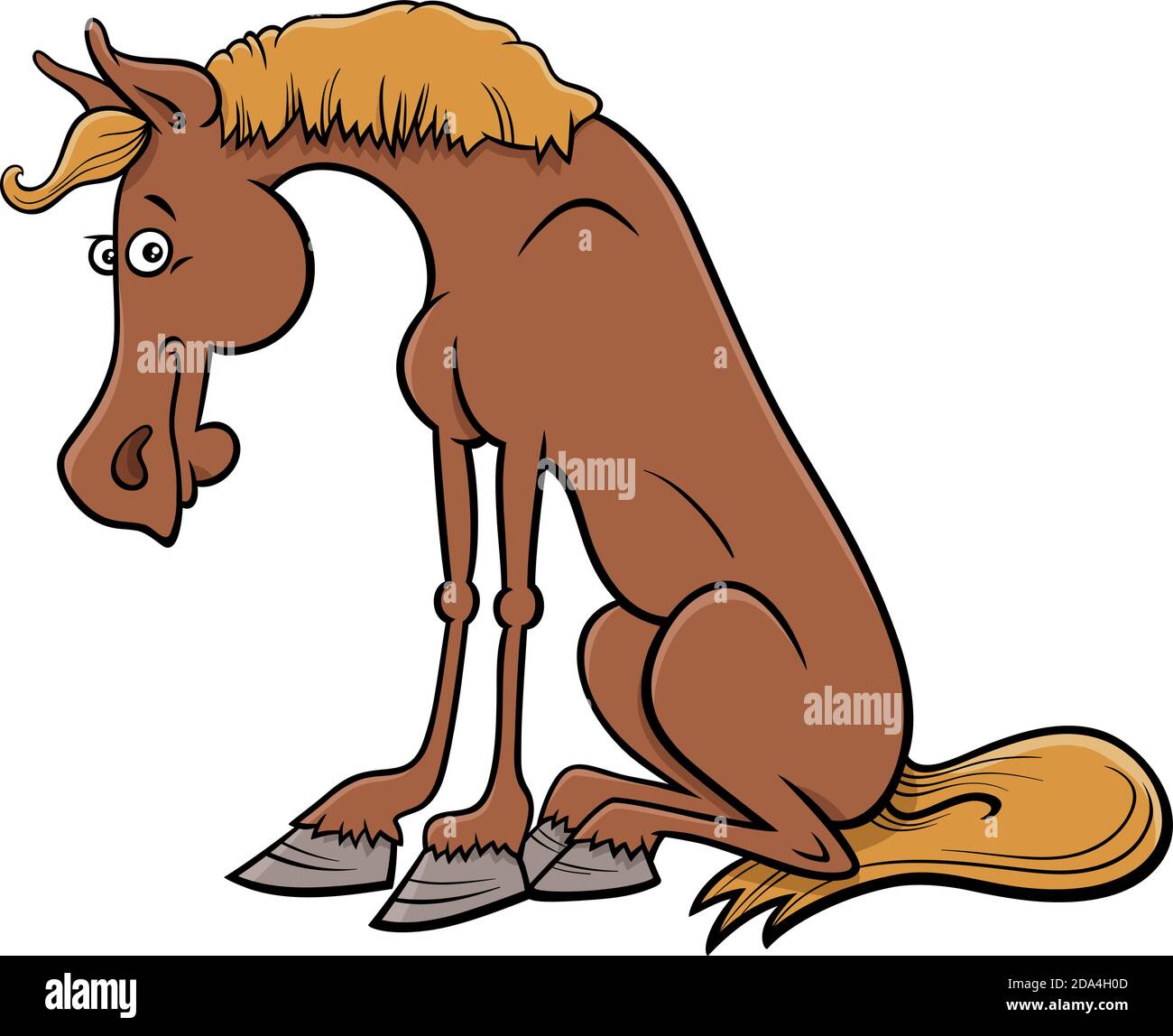Illustration de dessin animé de caractère animal de ferme de cheval Illustration de Vecteur