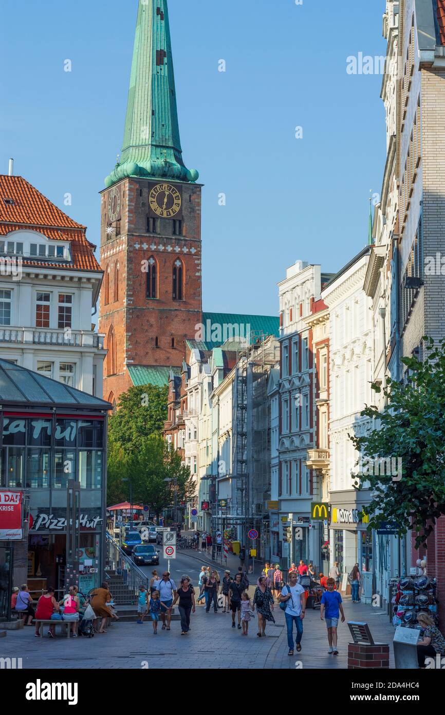 Lübeck : rue Breite Straße, église Jakobikirche, Ostsee (mer Baltique), Schleswig-Holstein, Allemagne Banque D'Images