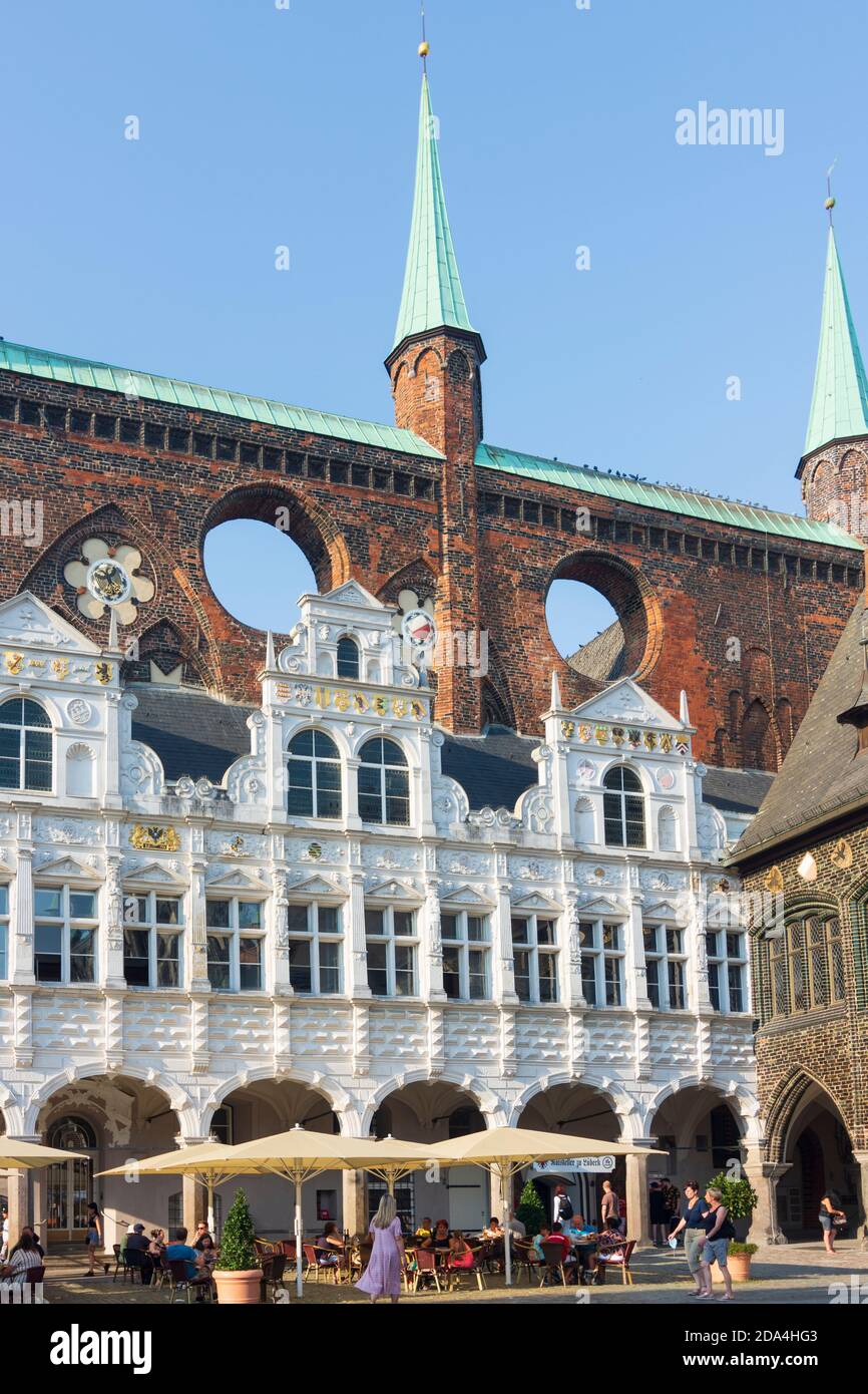 Lübeck: Hôtel de ville, Ostsee (Mer Baltique), Schleswig-Holstein, Allemagne Banque D'Images