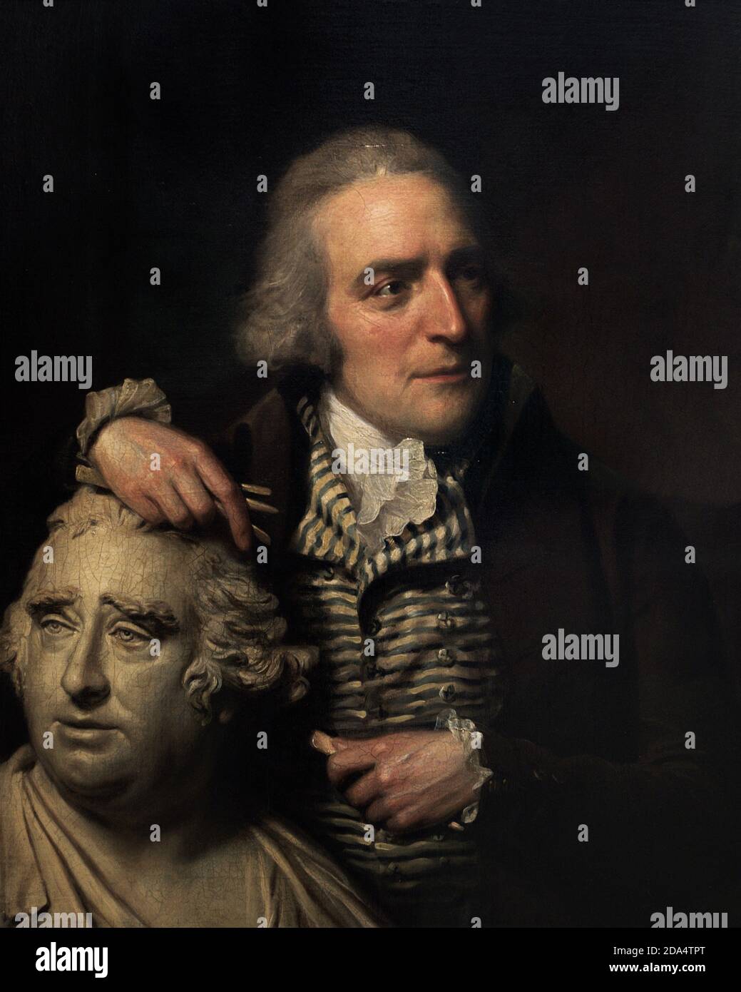 Joseph Nollekens (1737-1823). Sculpteur britannique. Portrait de Lemuel Francis Abbott (1760-1803). Nollekens est montré au travail sur l'une des nombreuses copies du buste de Charles James Fox. Huile sur toile (77,1 x 63,5 cm), c. 1797. Musée national du portrait. Londres, Angleterre, Royaume-Uni. Banque D'Images