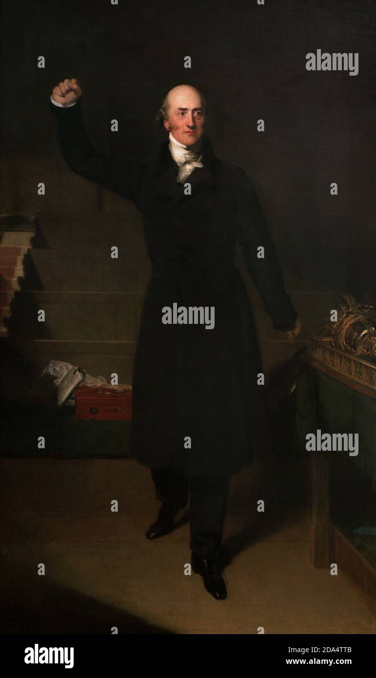 George Canning (1770-1827). Homme d'État britannique Tory. Premier ministre du Royaume-Uni d'avril à août 1827. Portrait de Sir Thomas Lawrence (1769-1830). La mise en conserve est présentée déclambrant à la Chambre des communes. Huile sur toile, 1825. Galerie nationale de portraits. Londres, Angleterre, Royaume-Uni. Banque D'Images