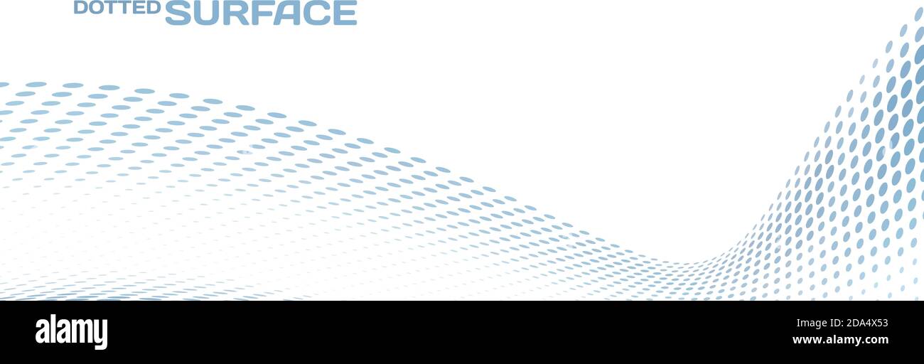 Surface courbe abstraite avec effet demi-ton. Motif graphique vectoriel avec onde en pointillés Illustration de Vecteur