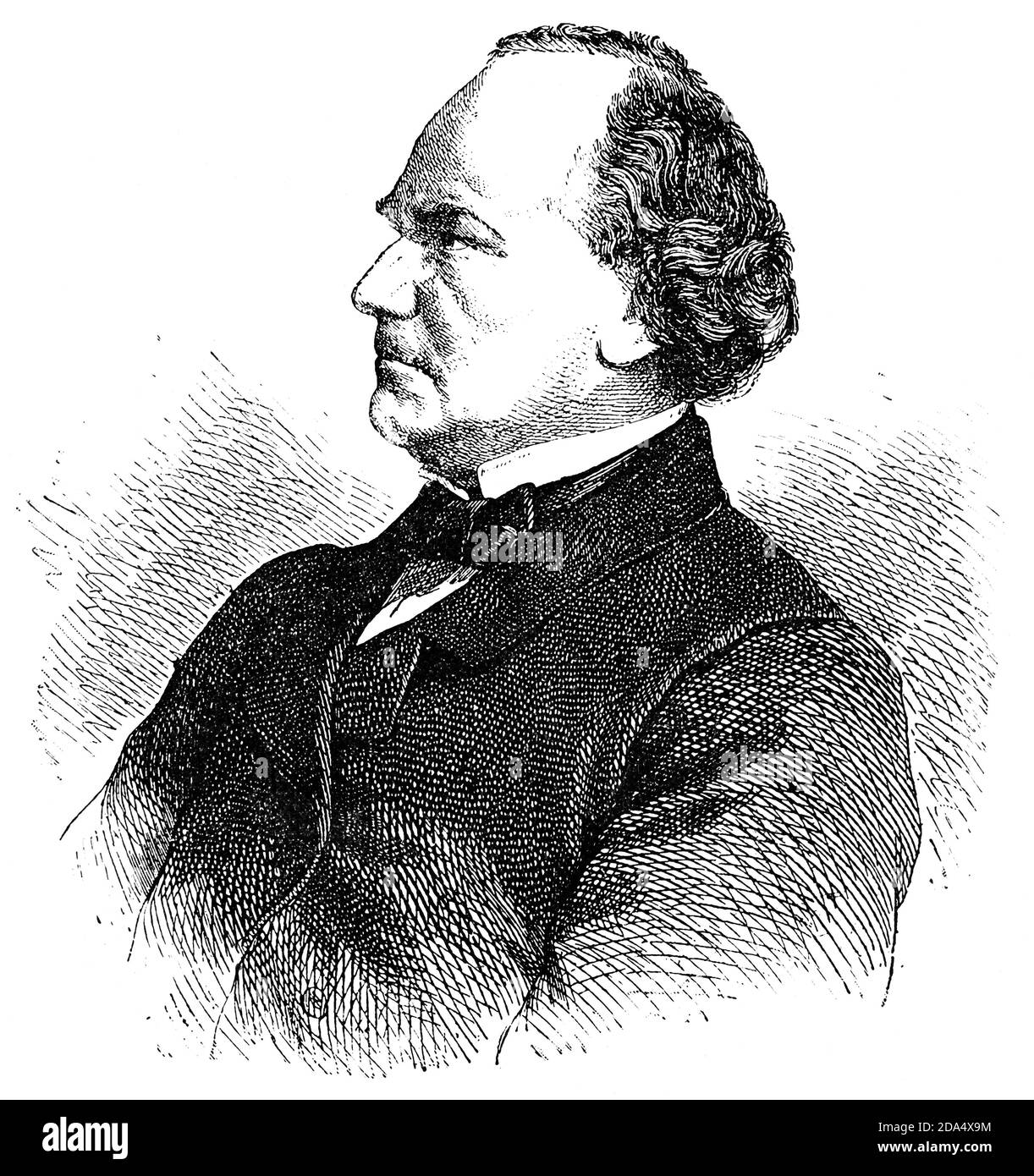 Portrait de Bogumil Dawison - un acteur allemand né en Pologne. Illustration du 19e siècle. Arrière-plan blanc. Banque D'Images