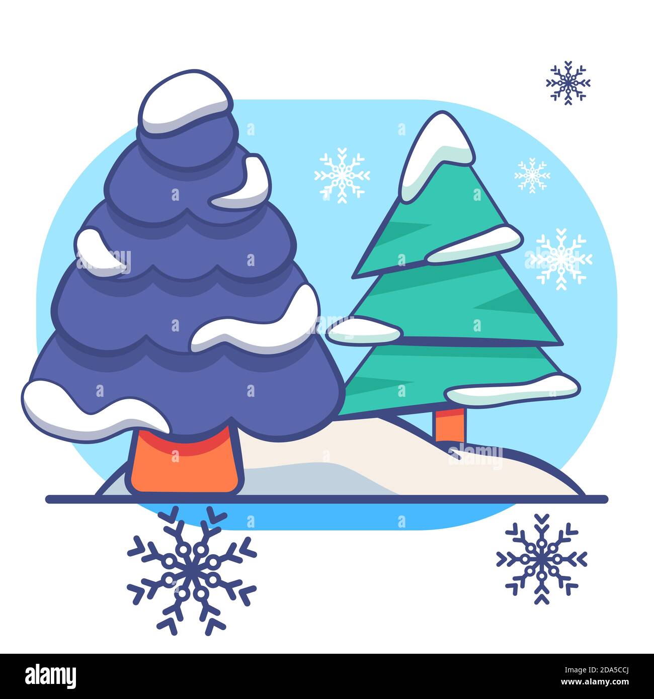 Arbres de Noël sur fond blanc isolé. Carte postale de Noël pour invitation ou carte-cadeau, carnet, carrelage de bain, album. Étui de téléphone ou CLO Illustration de Vecteur