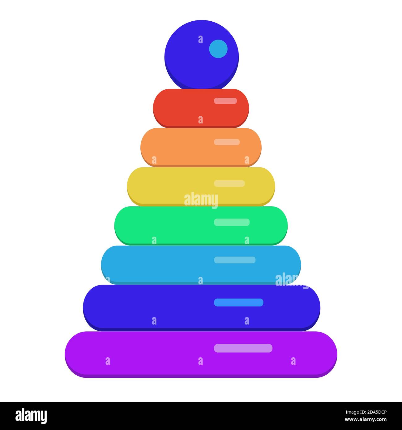 Pyramide des jouets avec anneaux colorés pour le développement des jeunes enfants et les enfants jouant isolés sur fond blanc. Illustration vectorielle de style plat. Illustration de Vecteur