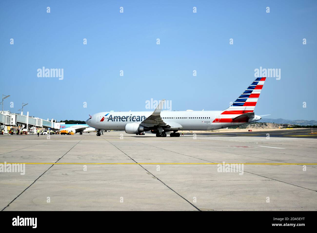 Premier atterrissage d'American Airlines à l'aéroport de Dubrovnik, ligne Philadelphie - Dubrovnik, Boeing 767, juin 2019 Banque D'Images