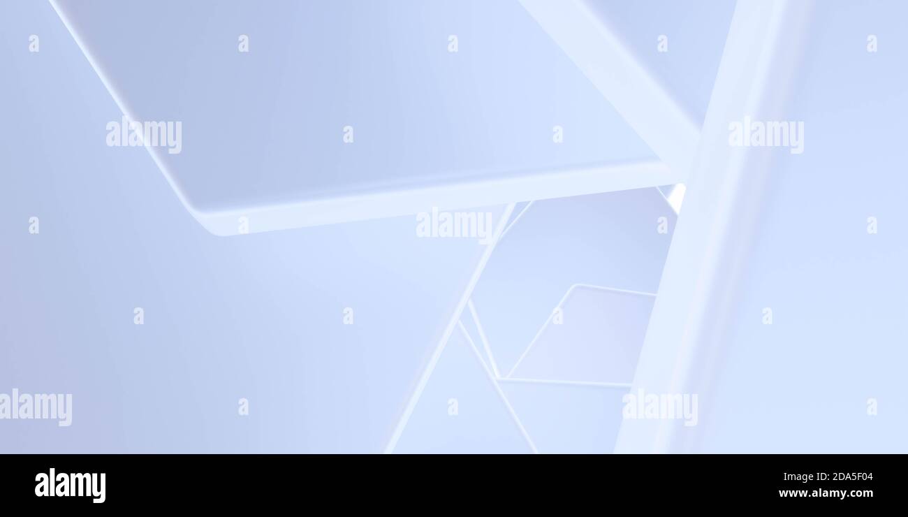 formes géométriques blanches avec lumière bleue rendu 3d d'arrière-plan moderne illustration Banque D'Images