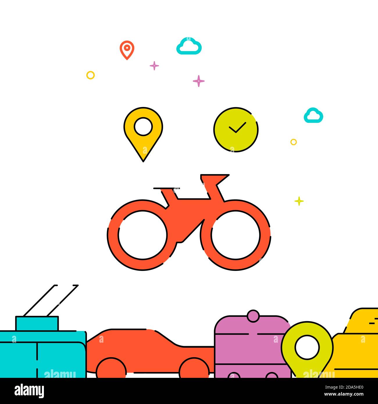 Icône de la ligne de location de vélo remplie, illustration simple Illustration de Vecteur