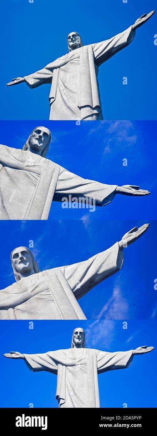 Christ Rédempteur sur la montagne Corcovado, Rio de Janeiro Brésil Amérique du Sud la statue mesure 38 m (125 pieds) et est située au sommet de Banque D'Images