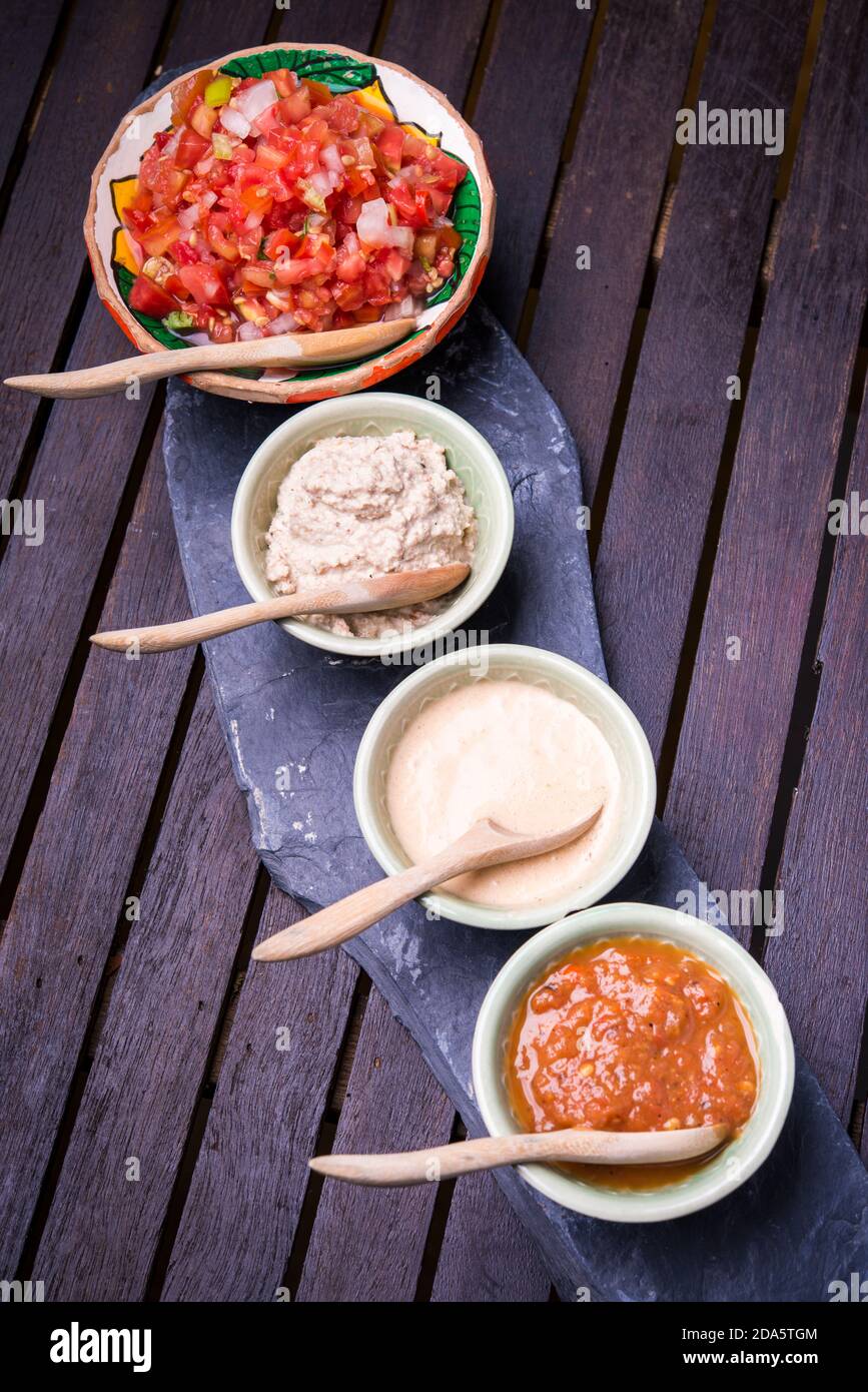 Sauces et sauces mexicaines salsa Banque D'Images