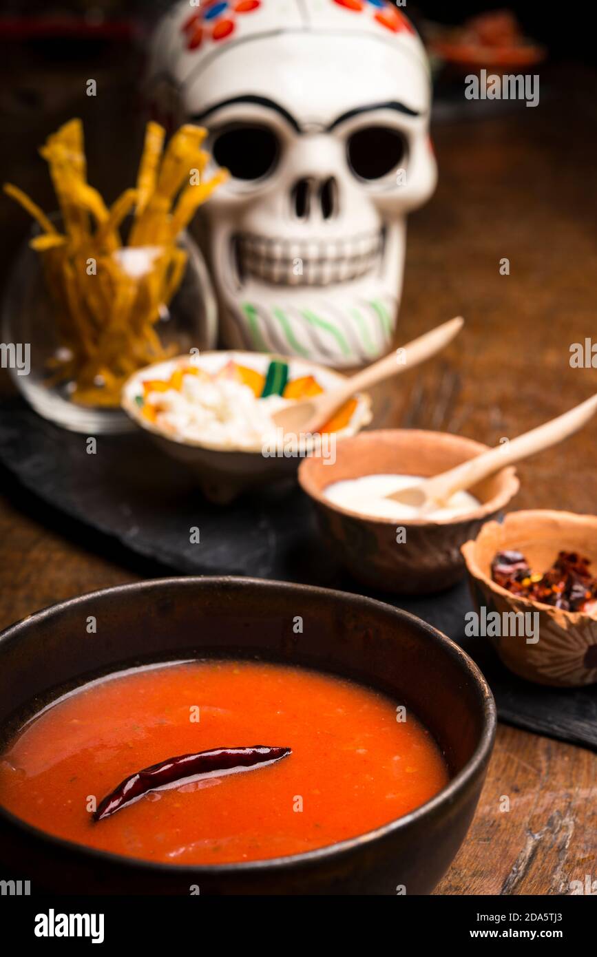 Soupe de tomates de style mexicain Banque D'Images