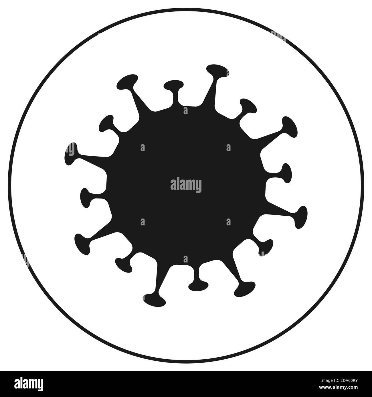 Icône du coronavirus COVID-19 silhoueté à l'intérieur d'un cercle. Illustration de Vecteur