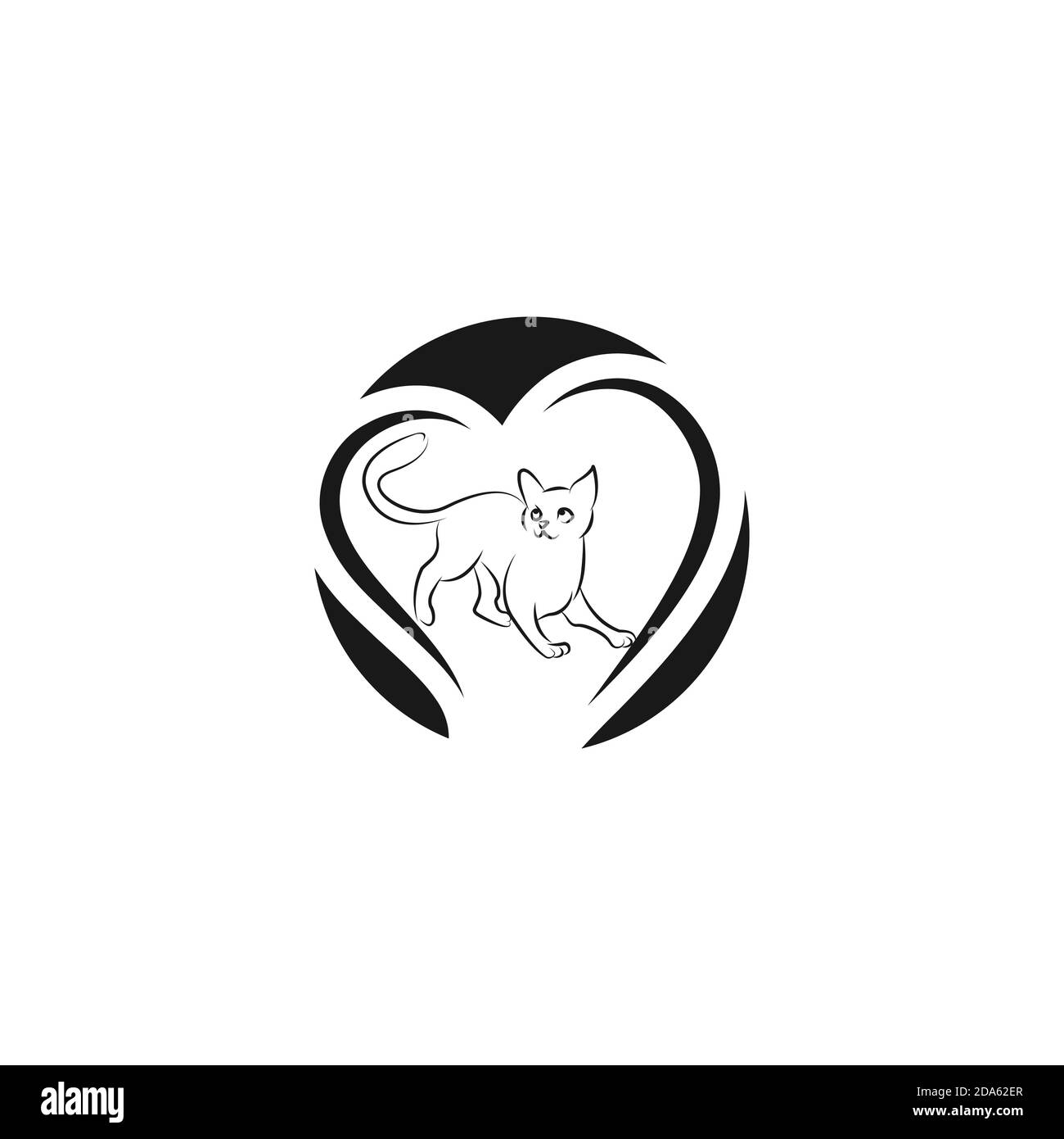 Logo Vector stock, signe abstrait animal. Illustration design contour, logotype minimaliste pour vétérinaire. Icône vecteur Cat Illustration de Vecteur