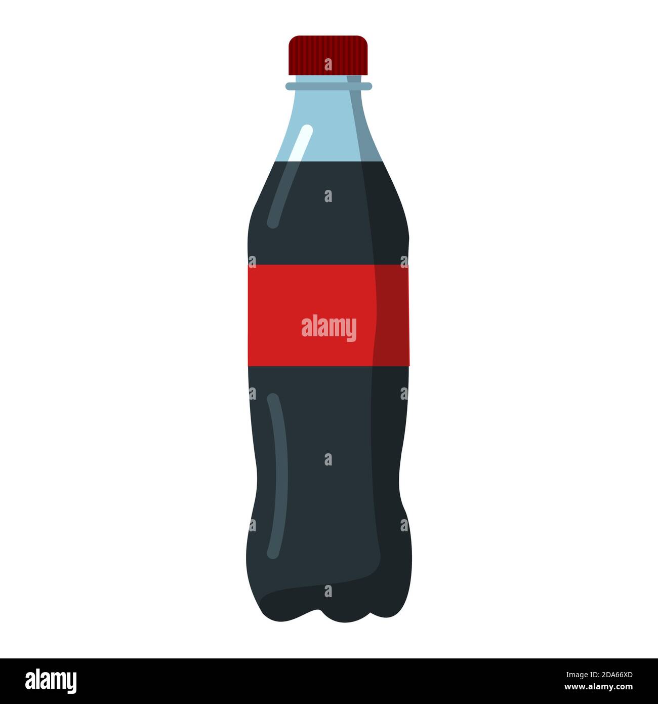 Bouteille de soda. Coca-Cola dans une bâche en plastique. Illustration vectorielle plate. Isolé sur fond blanc. Symbole de boisson de restauration rapide. Boisson gazeuse Illustration de Vecteur