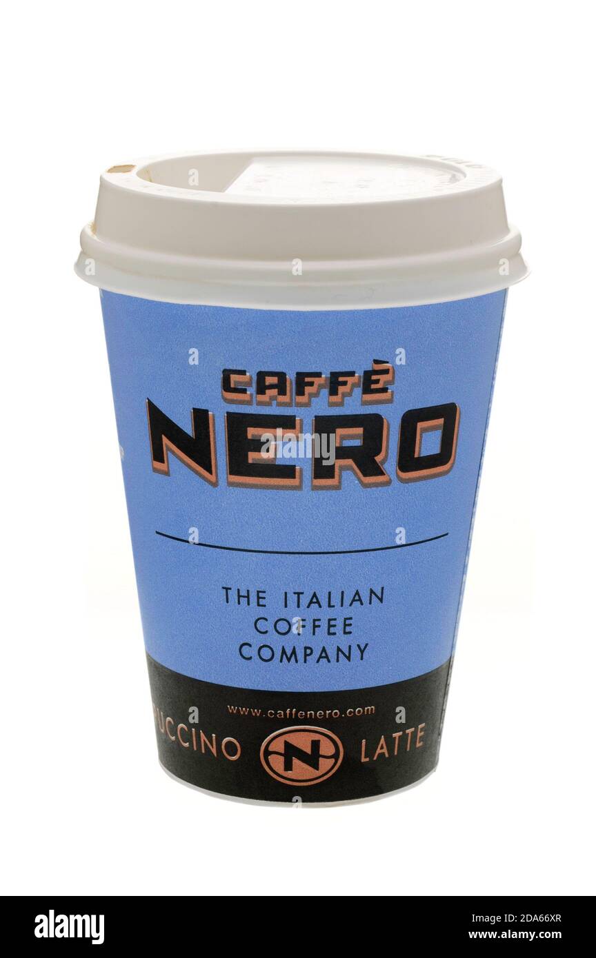 Tasse de Caffe Nero Coffee à emporter, Caffe Nero a été fondée en 1997 par Gerry Ford à Londres Banque D'Images