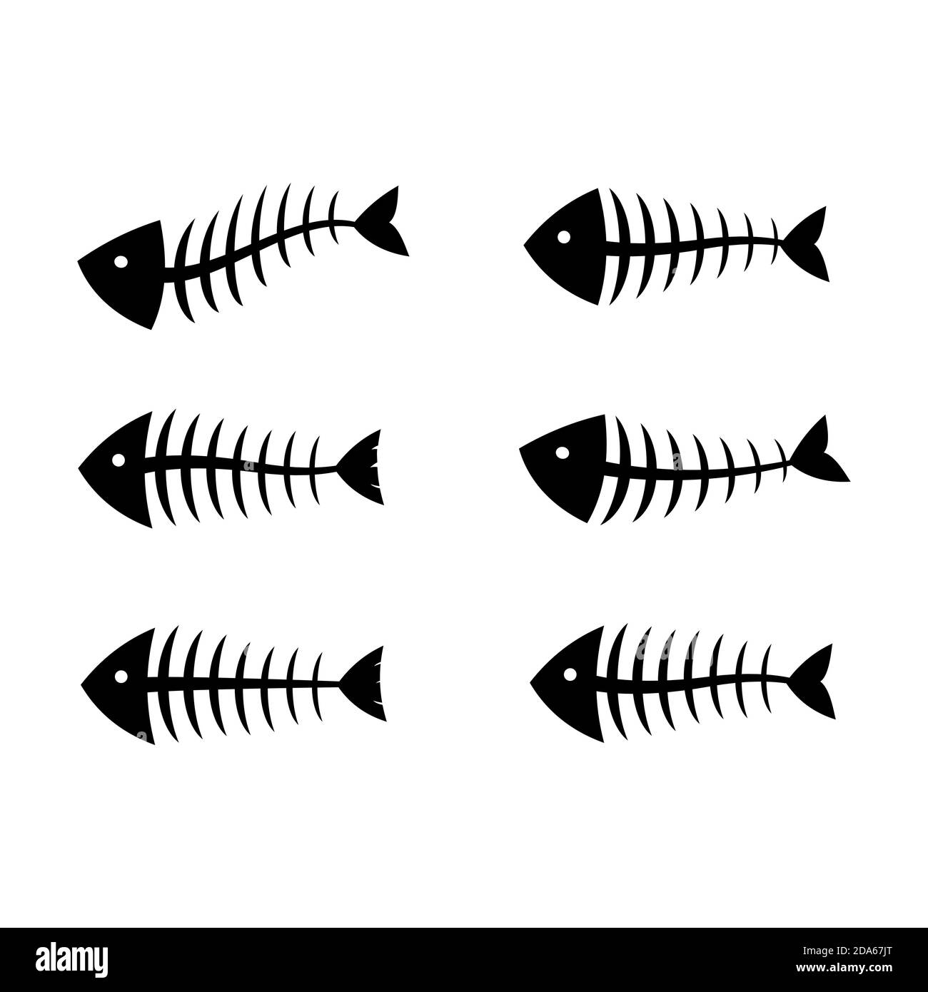 Illustration vectorielle d'un ensemble d'os de poisson ou de squelette dans un dessin animé style plat Illustration de Vecteur