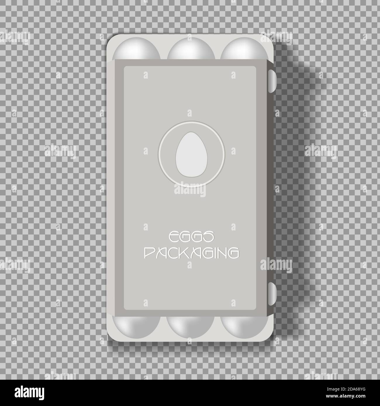 Plateau à œufs sur fond transparent, mockap. Objet vectoriel isolé sur un arrière-plan transparent. Illustration de Vecteur