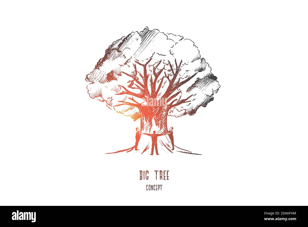 Concept Big Tree. Vecteur isolé tracé à la main. Illustration de Vecteur