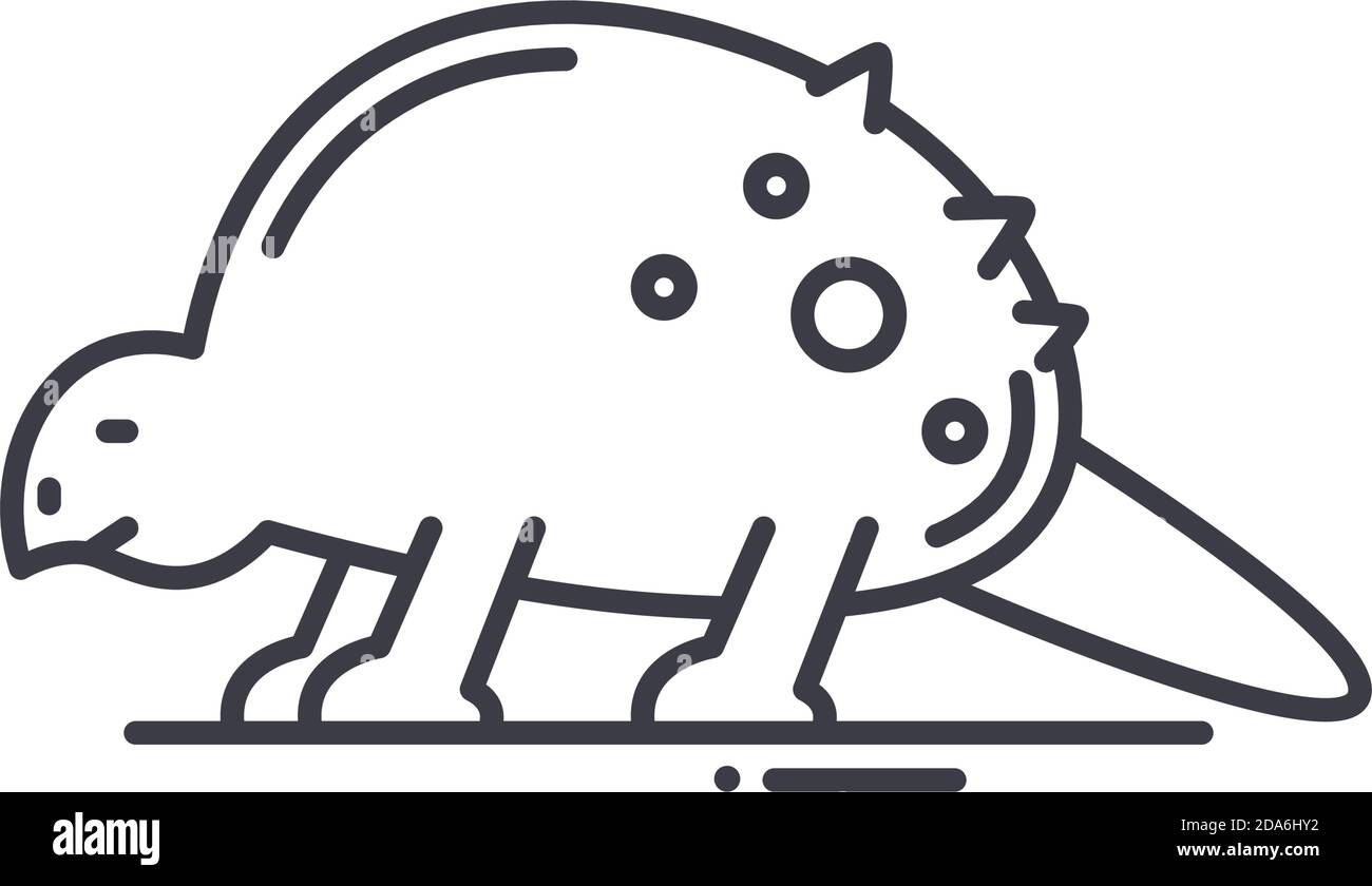 Icône de dinosaure animal, illustration isolée linéaire, vecteur ligne mince, signe web design, symbole de concept de contour avec trait modifiable sur fond blanc Illustration de Vecteur