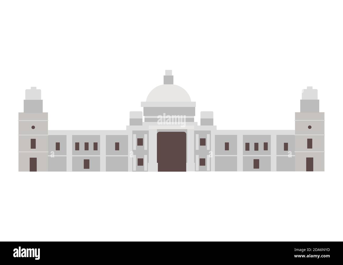 Mémorial Victoria de style plat à Kalkutta. Symbole de l'Inde. Illustration vectorielle isolée sur fond blanc Illustration de Vecteur