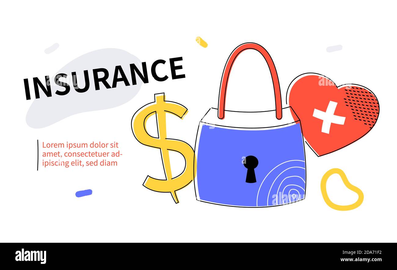 Assurance - moderne coloré design plat style bannière Web Illustration de Vecteur