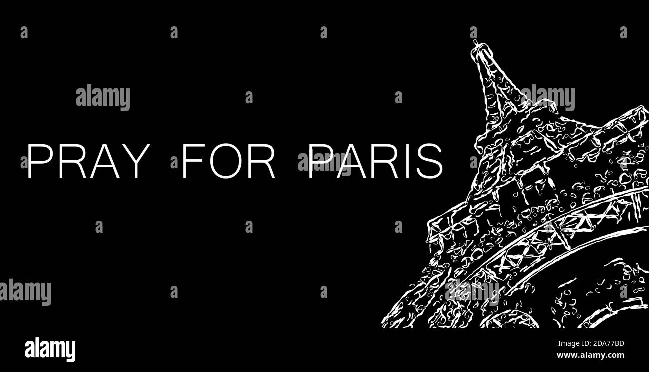 Priez pour Paris. Symbole de la Tour Eiffel en feu. Banque D'Images