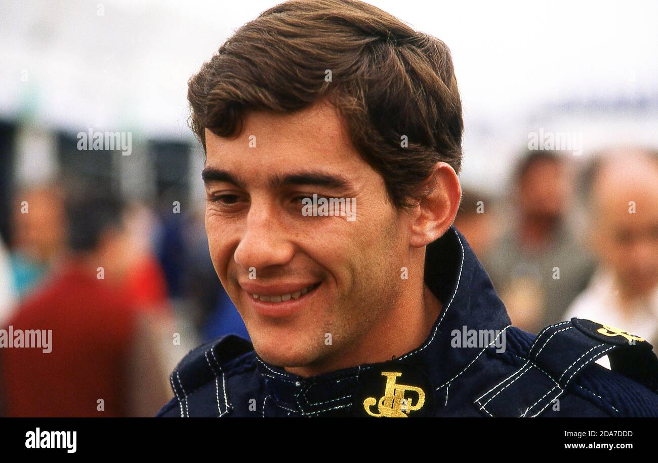 Ayrton Senna au Grand Prix portugais Estoril 1985. Banque D'Images
