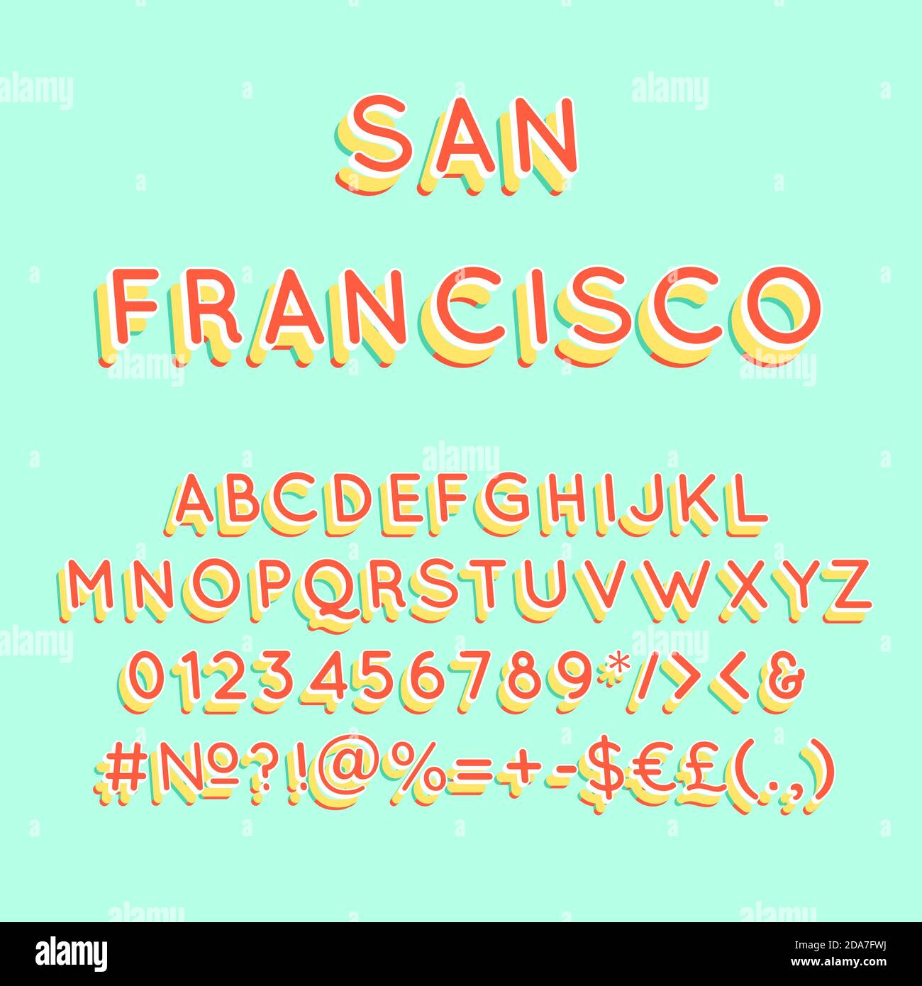 Ensemble de lettres vectorielles 3d vintage de San Francisco Illustration de Vecteur