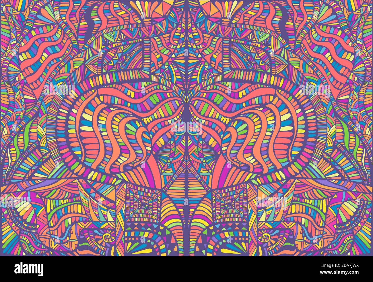 Design psychédélique créatif coloré et symétrique Illustration de Vecteur