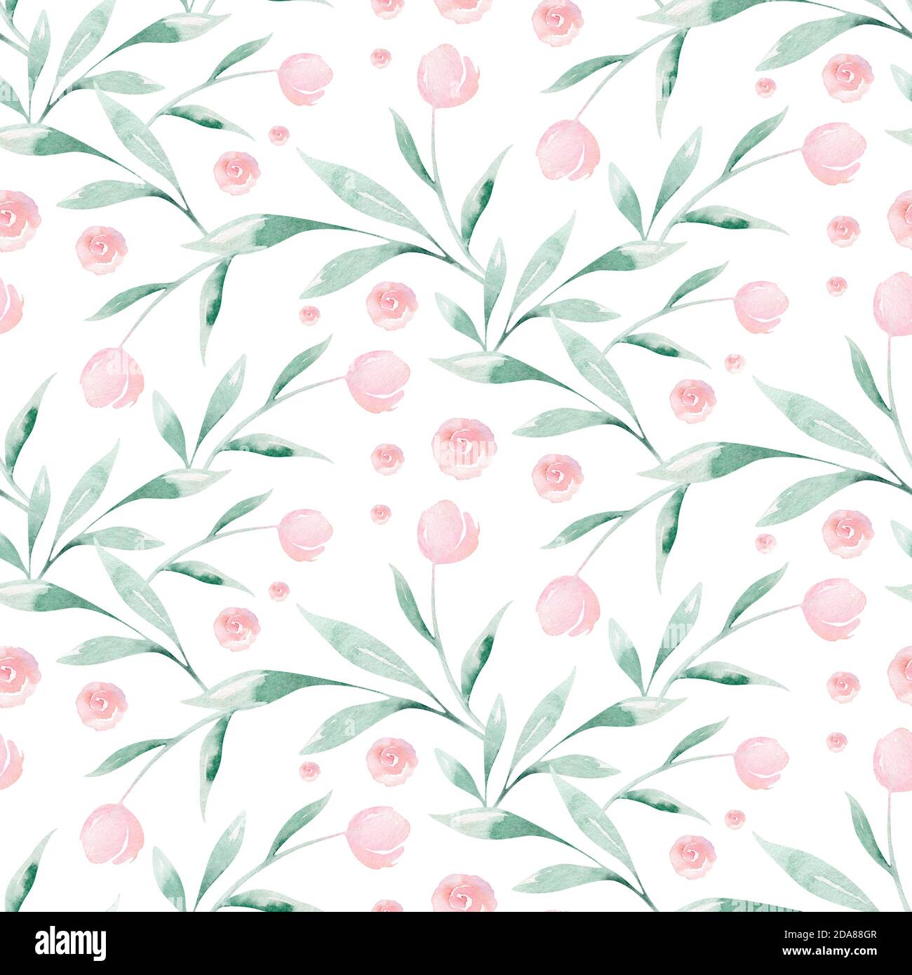 Dessin à la main de motifs floraux aquarelle sans couture avec fleurs, feuilles, branches et fleurs. Motif rose or bohémien au prorata. Contexte pour Banque D'Images