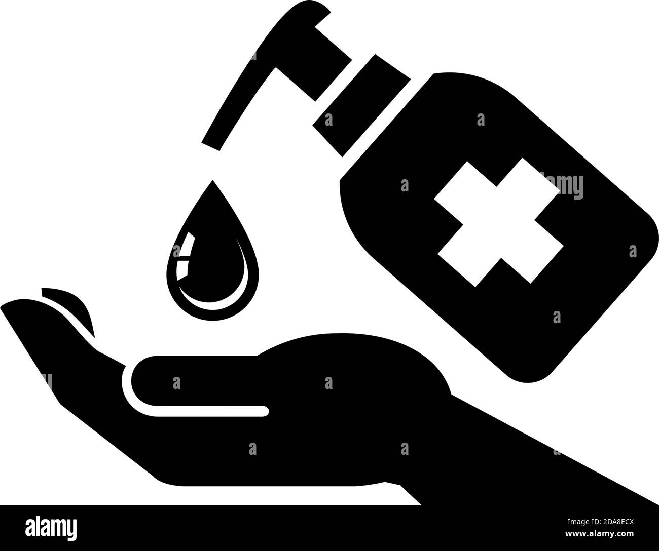 Gel désinfectant pour les mains prévention des maladies. Icône symbole désinfectant antibactérien et gel antiseptique pour alcool. Vecteur sur fond transparent Illustration de Vecteur