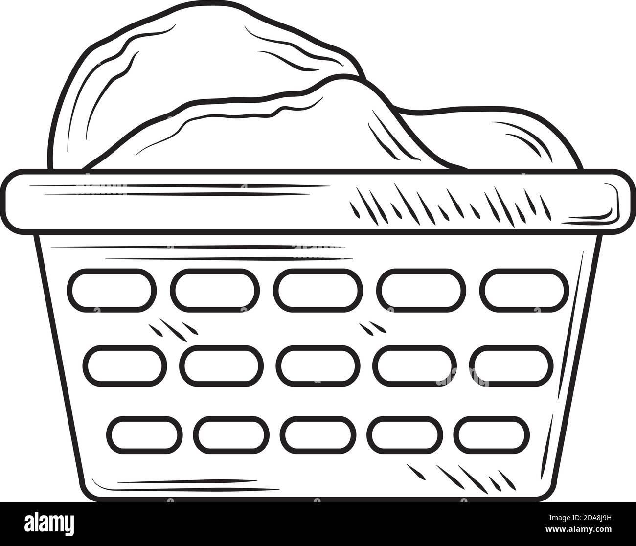 panier à linge en plastique avec symbole de style de ligne d'illustration vectorisé Illustration de Vecteur
