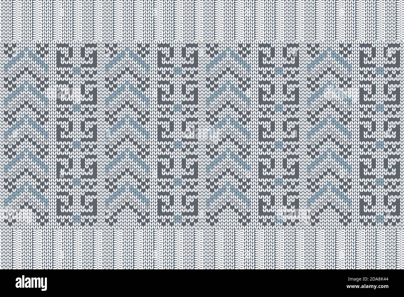 Motif de couture nordique sans couture vectoriel en bleu et gris. Illustration de Vecteur