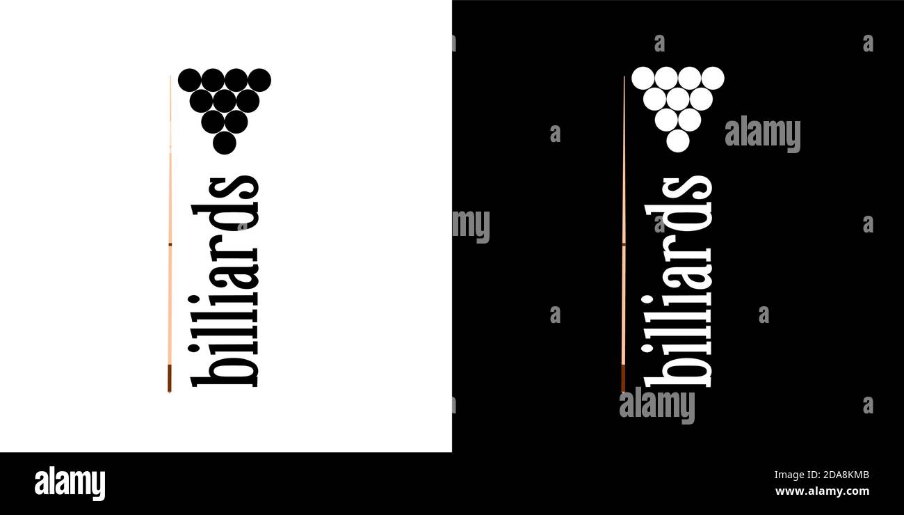 Emblème du billard et snooker avec texte pour le logo du sport et loisirs Illustration de Vecteur