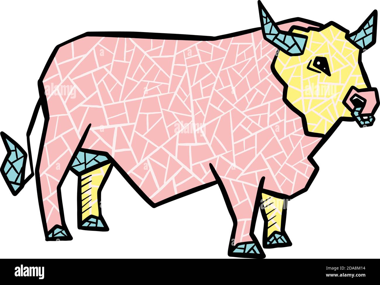 Illustration du dessin-modèle Retro Highland Cow Bull Illustration de Vecteur