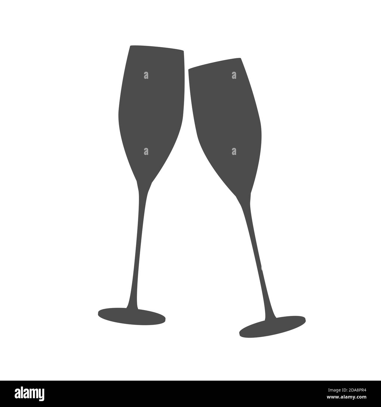 Icône des verres à vin mousseux sur fond transparent. Illustration Banque D'Images