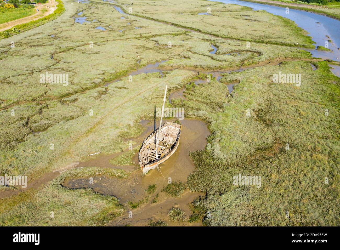 Réserve naturelle nationale de Leigh on Sea, vue aérienne des marais Dans l'Essex Banque D'Images