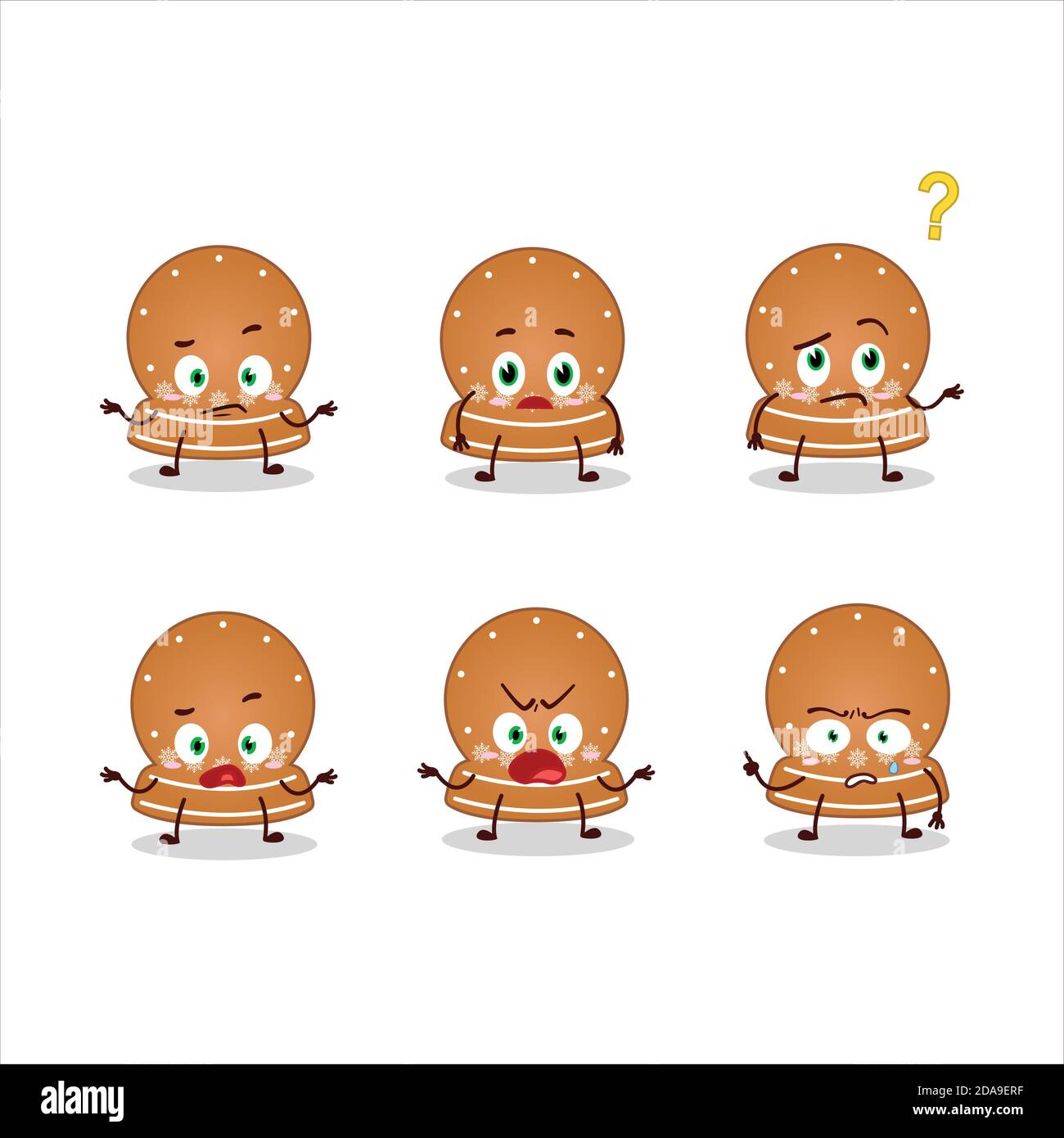 Personnage de dessin animé de cookies de boule de neige avec quelle expression Illustration de Vecteur