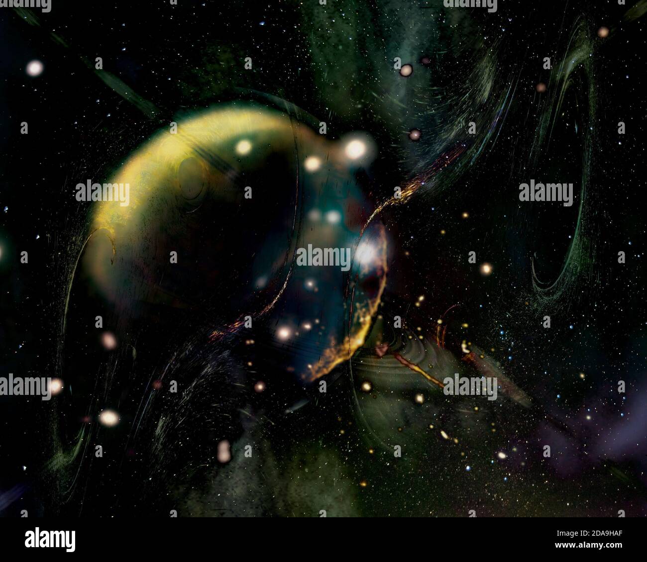 Arrière-plan abstrait de l'espace de science-fiction avec planète de gaz entre étoiles étincelantes. Éléments de cette image fournis par la NASA. Banque D'Images