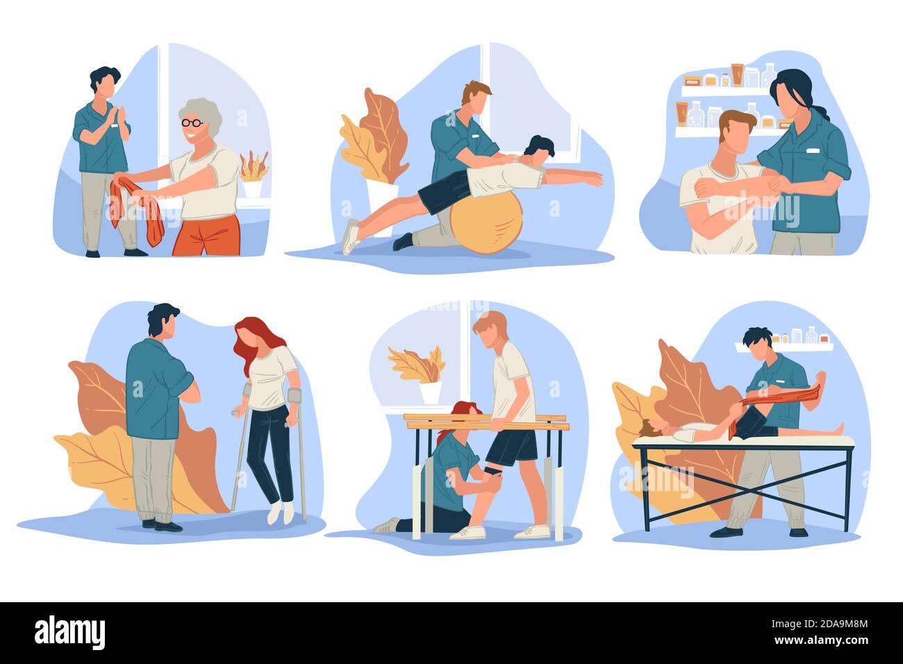 Massage de traitement pour les personnes avec des blessures vecteur Illustration de Vecteur