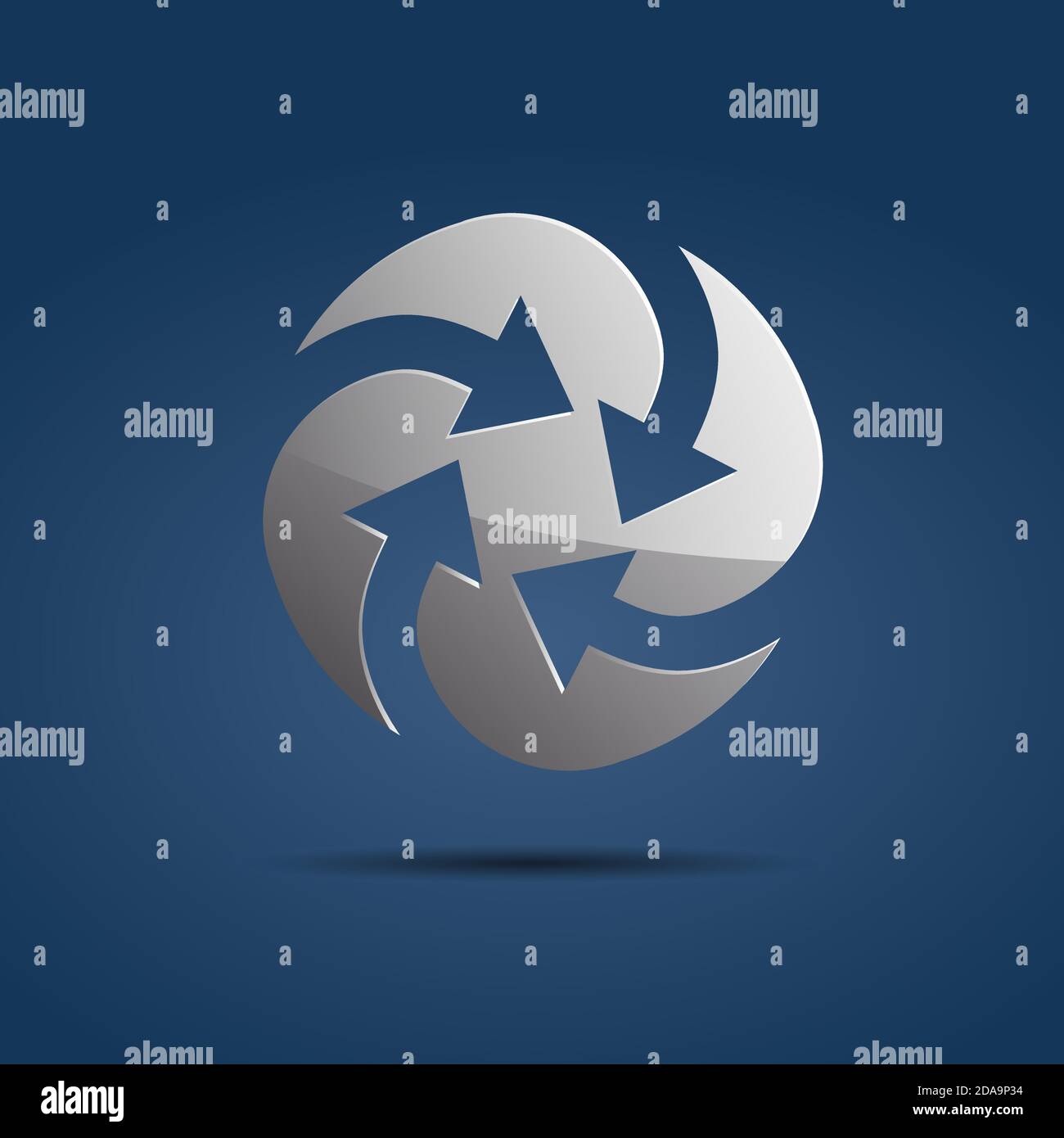 Flèches du signe vectoriel en rotation sur fond bleu Illustration de Vecteur