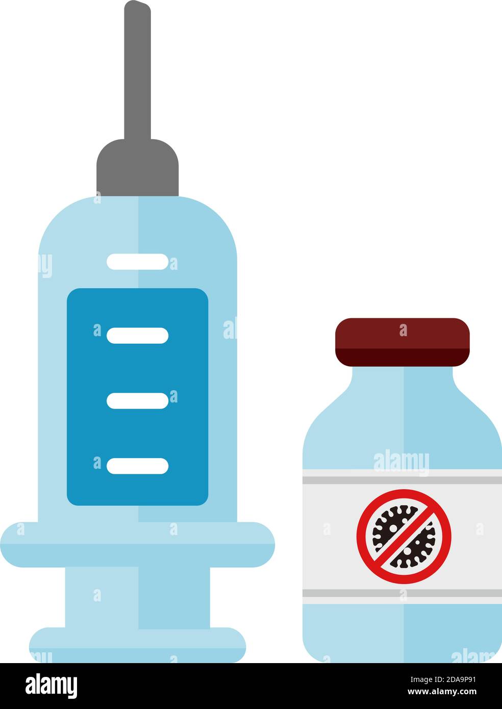 Illustration de l'icône du vecteur d'injection et de vaccin (covid-19, vaccin contre le coronavirus) Illustration de Vecteur