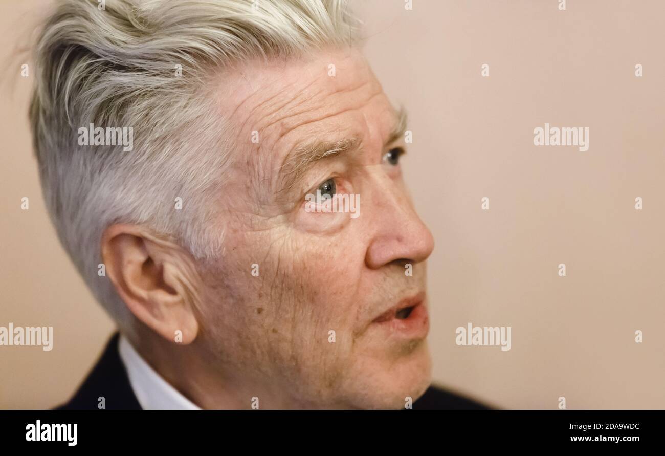 KIEV, UKRAINE - 18 novembre 2017: Rencontre avec le légendaire réalisateur américain, scénariste, producteur et acteur David Lynch qui est arrivé en Ukraine à o Banque D'Images