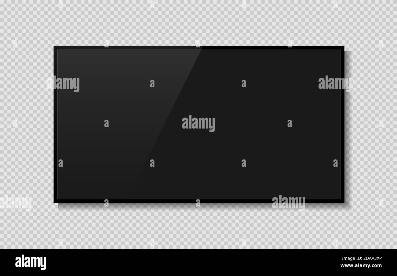 Un écran de télévision noir réaliste sur un bashkgond isolé. Moniteur LED tv 3D vierge. SPE 10 Illustration de Vecteur