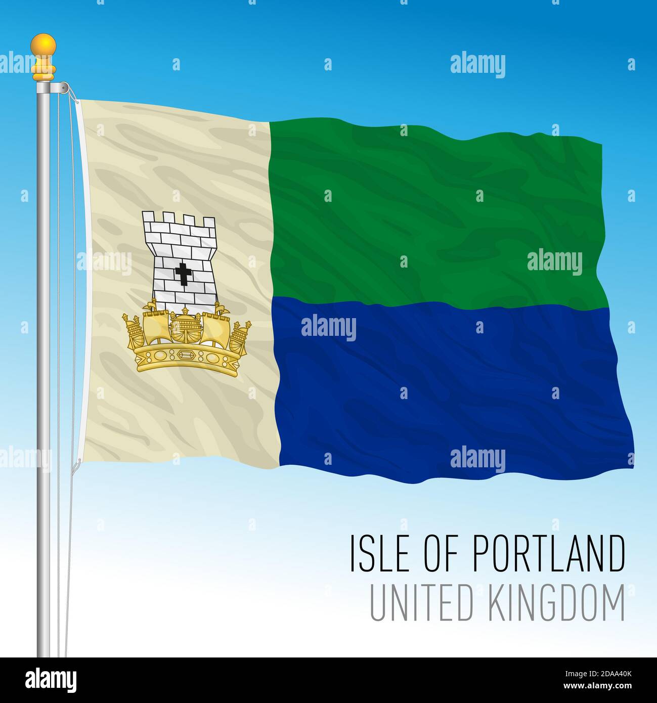 Drapeau officiel de l'île de Portland, Royaume-Uni, illustration vectorielle Illustration de Vecteur