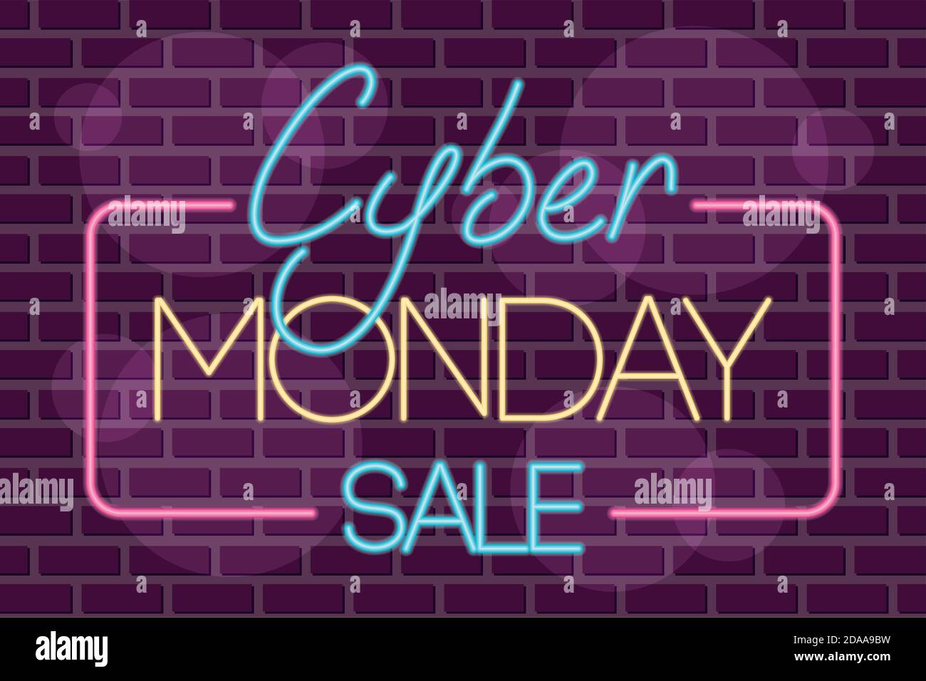 cyber monday solde néon carré étiquette vecteur illustration design Illustration de Vecteur