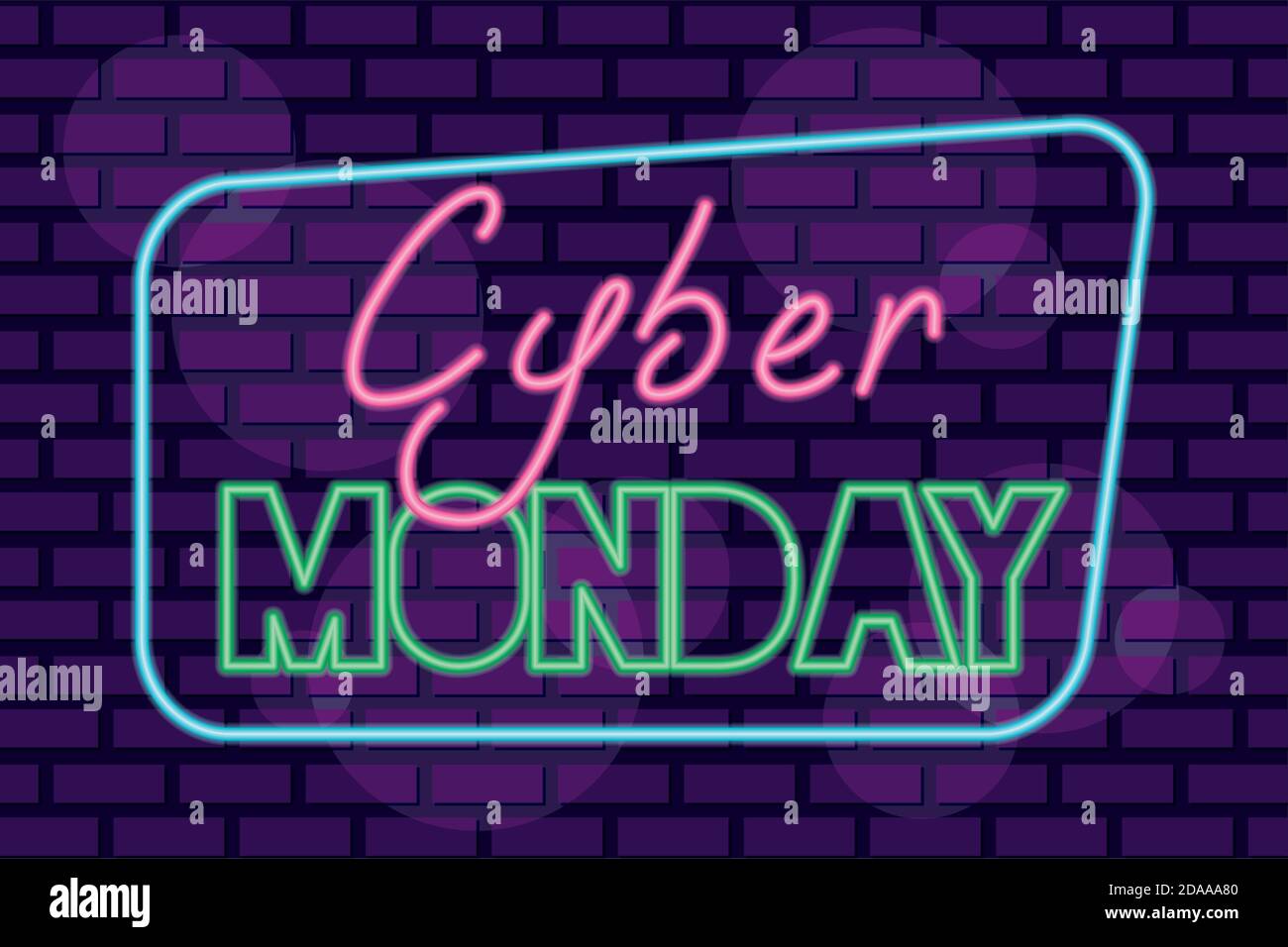 motif d'illustration vectoriel d'étiquette carrée néon cyber monday Illustration de Vecteur