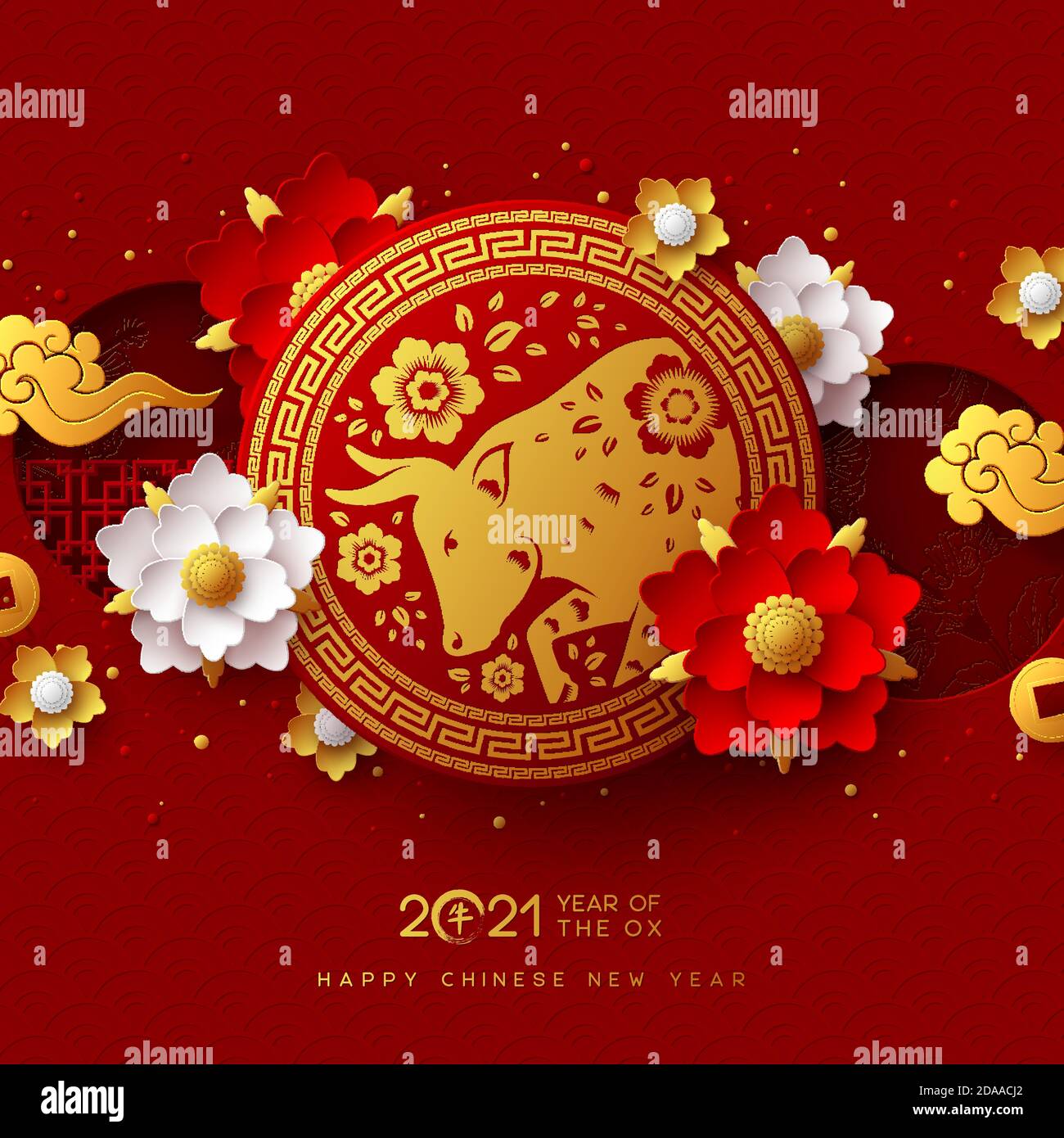 Nouvel an chinois 2021. Illustration de Vecteur