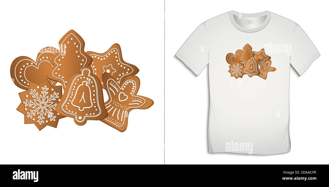 Motif graphique pour t-shirts, motif pain d'épice de Noël vectoriel Illustration de Vecteur